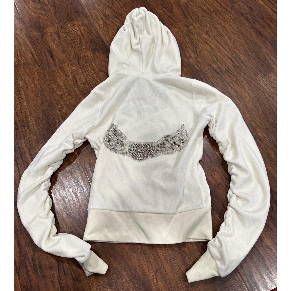Twisted Heart Velour  Rhinestone Hoodie Straight